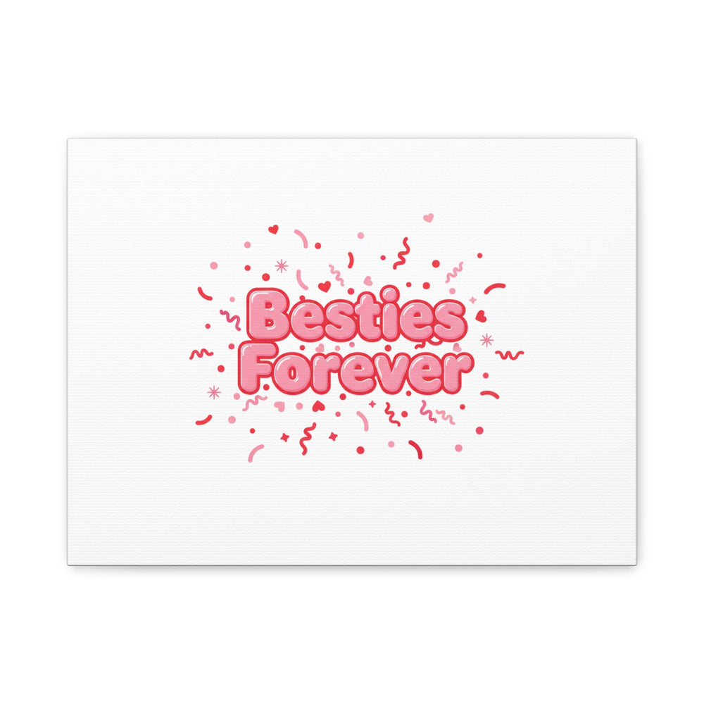 Besties Forever Canvas | Galentine’s Friendship Wall Art, Pink Confetti