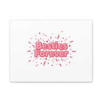 Besties Forever Canvas | Galentine’s Friendship Wall Art, Pink Confetti