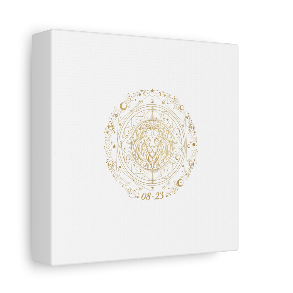 Gold Leo Zodiac Canvas, Astrological Constellation Art | Metallic Lion Wall Art