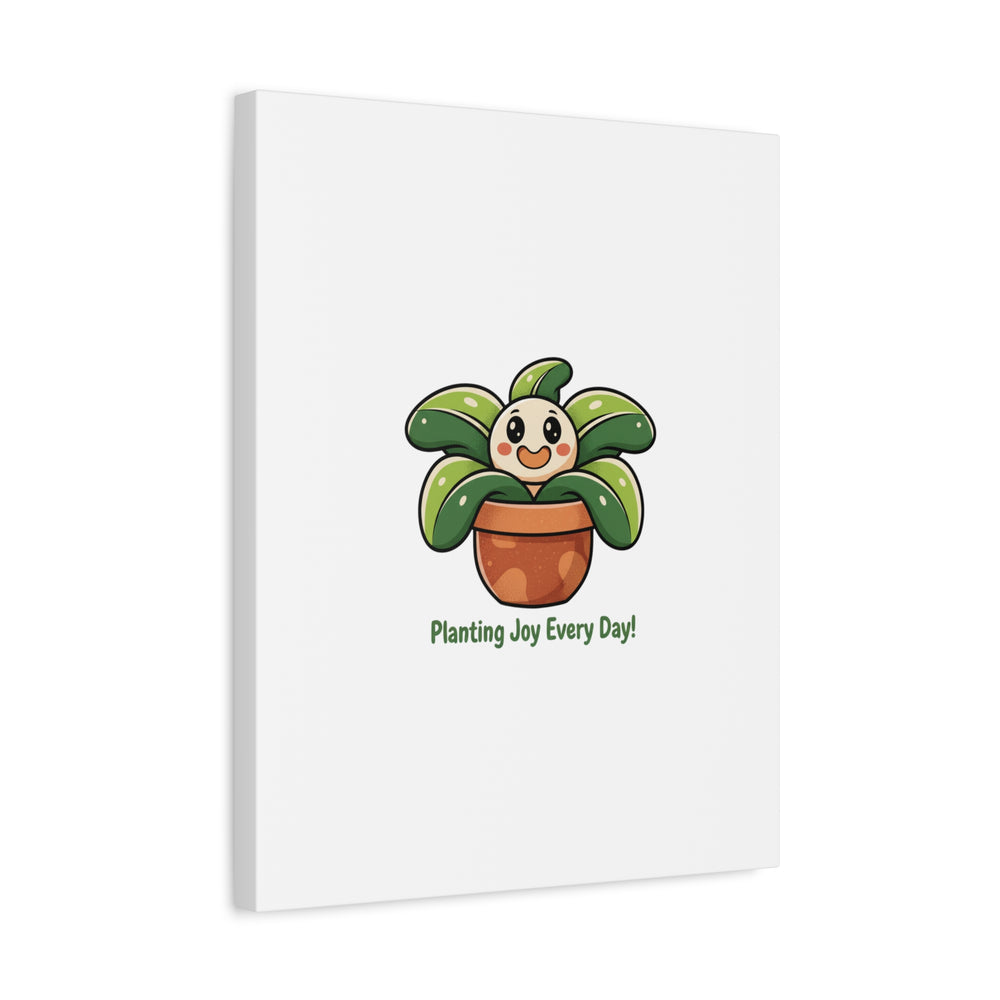Planting Joy Every Day Canvas | Plant Parent Pun, Sage Cream Botanical Art