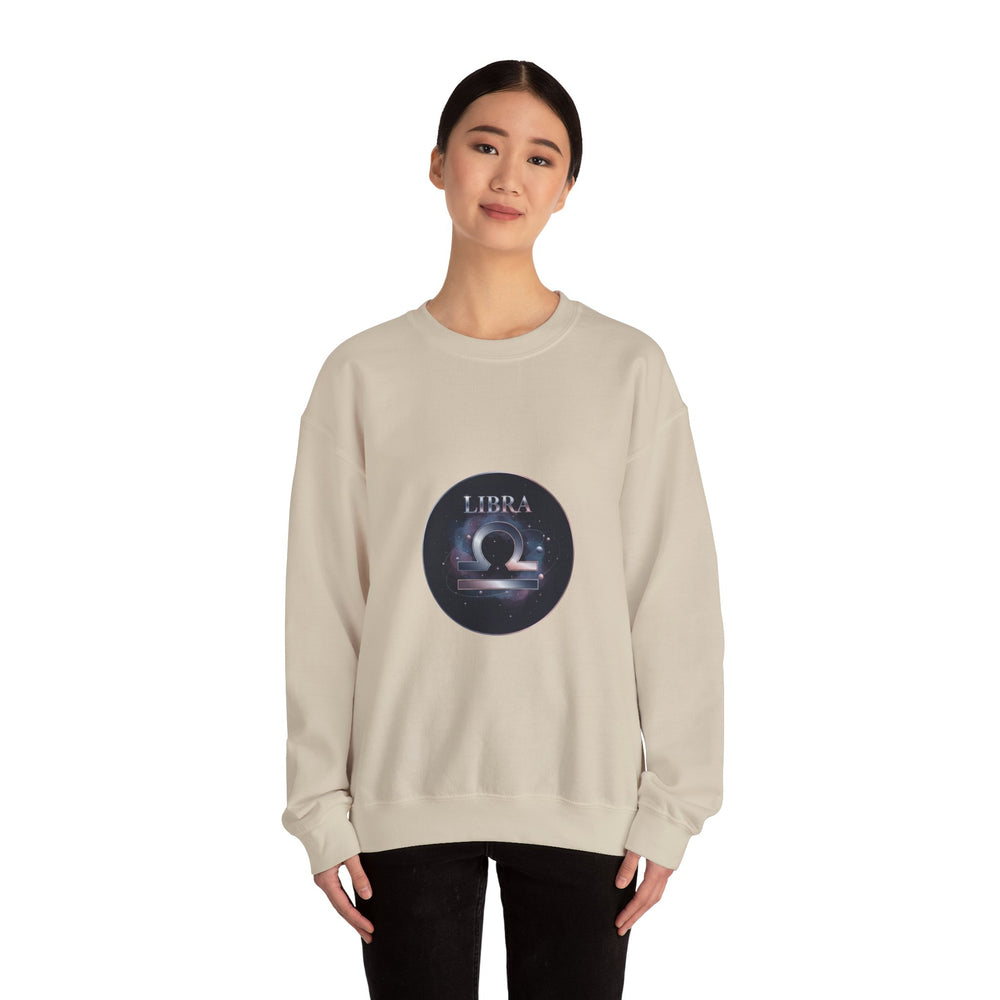 Libra Constellation Crewneck Sweatshirt | Zodiac Astrology, Cosmic Galaxy Shimmer