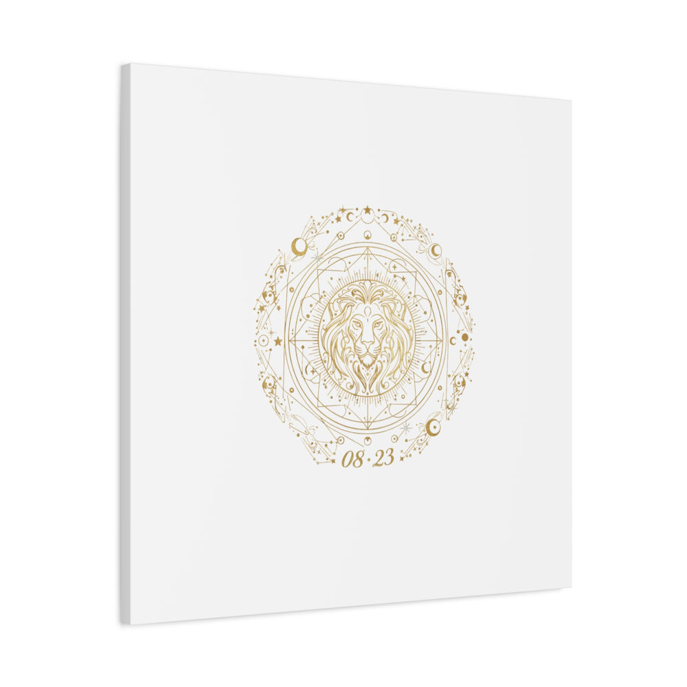 Gold Leo Zodiac Canvas, Astrological Constellation Art | Metallic Lion Wall Art