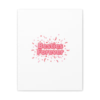 Besties Forever Canvas | Galentine’s Friendship Wall Art, Pink Confetti