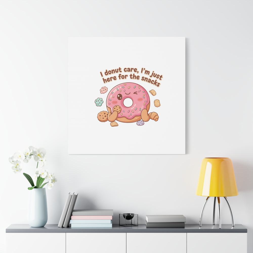 Donut Snacks Pun Canvas | Food & Snack Humor, Cozy Kawaii Art