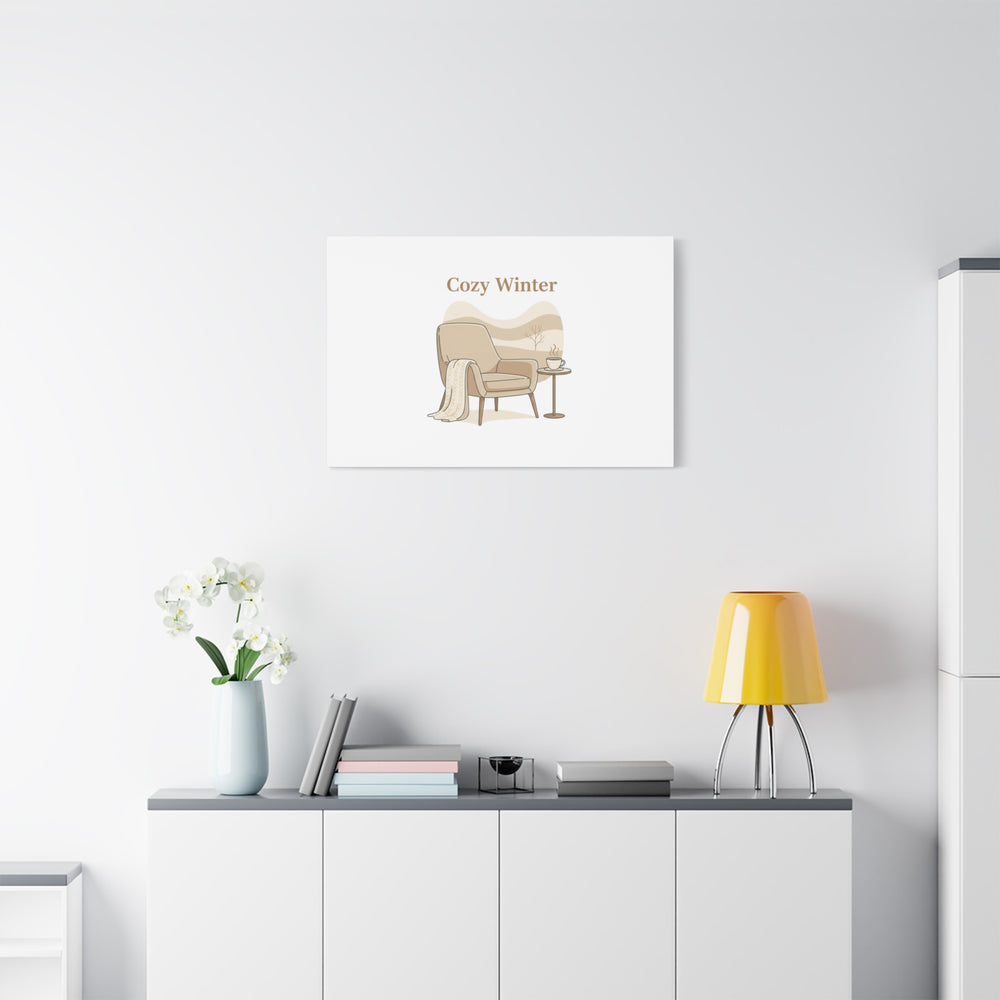 Cozy Winter minimal line art Canvas | Slow Life, soft life neutral wall decor