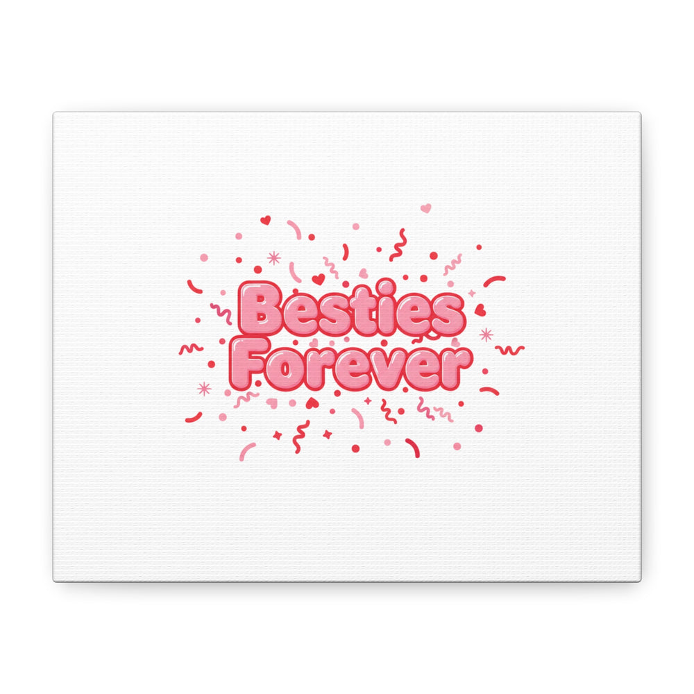 Besties Forever Canvas | Galentine’s Friendship Wall Art, Pink Confetti