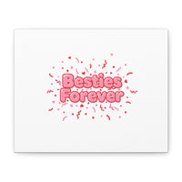 Besties Forever Canvas | Galentine’s Friendship Wall Art, Pink Confetti