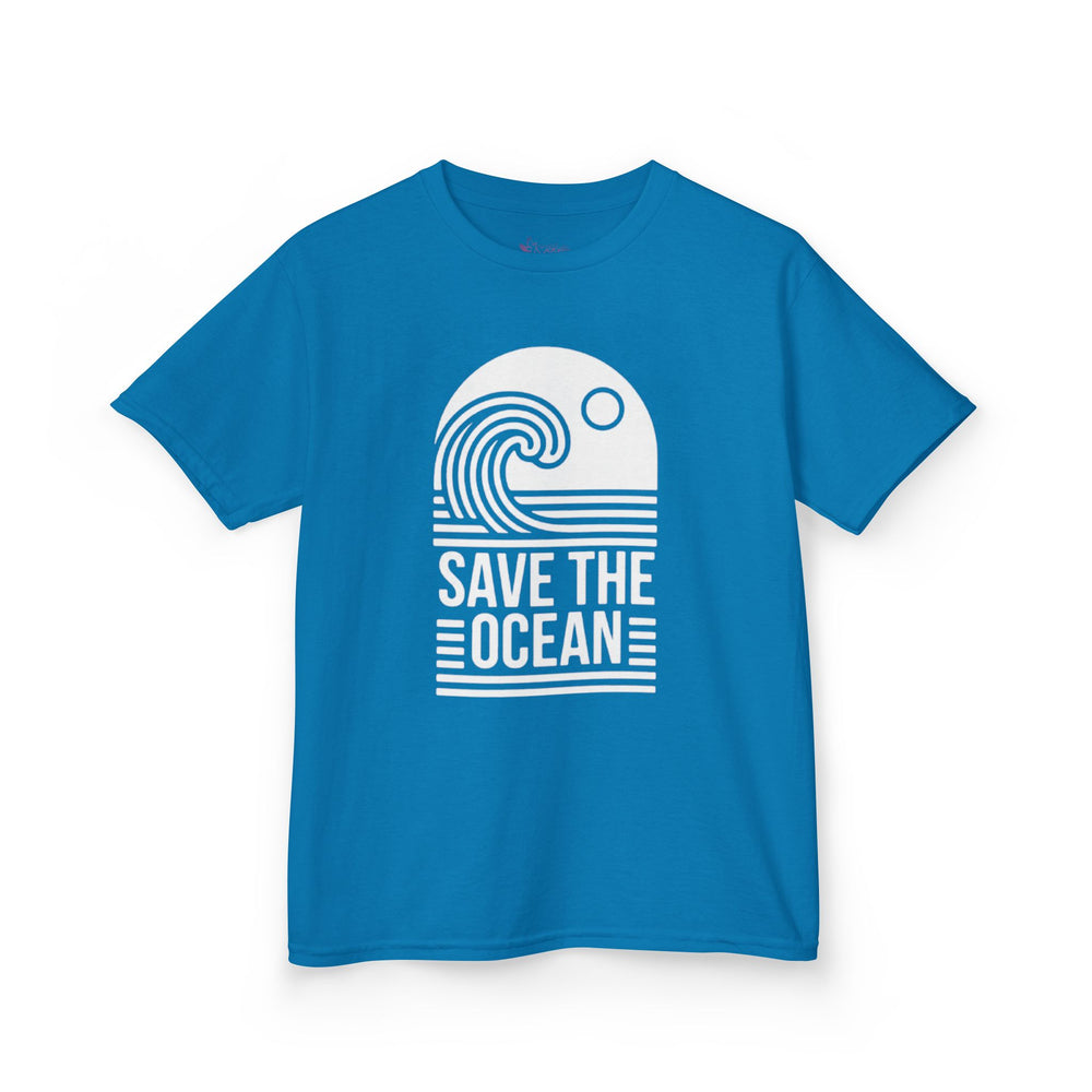 Gildan 5000B | Kids' Save the Ocean Eco-Graphic T-Shirt | Soft Cotton Ocean Wave Tee