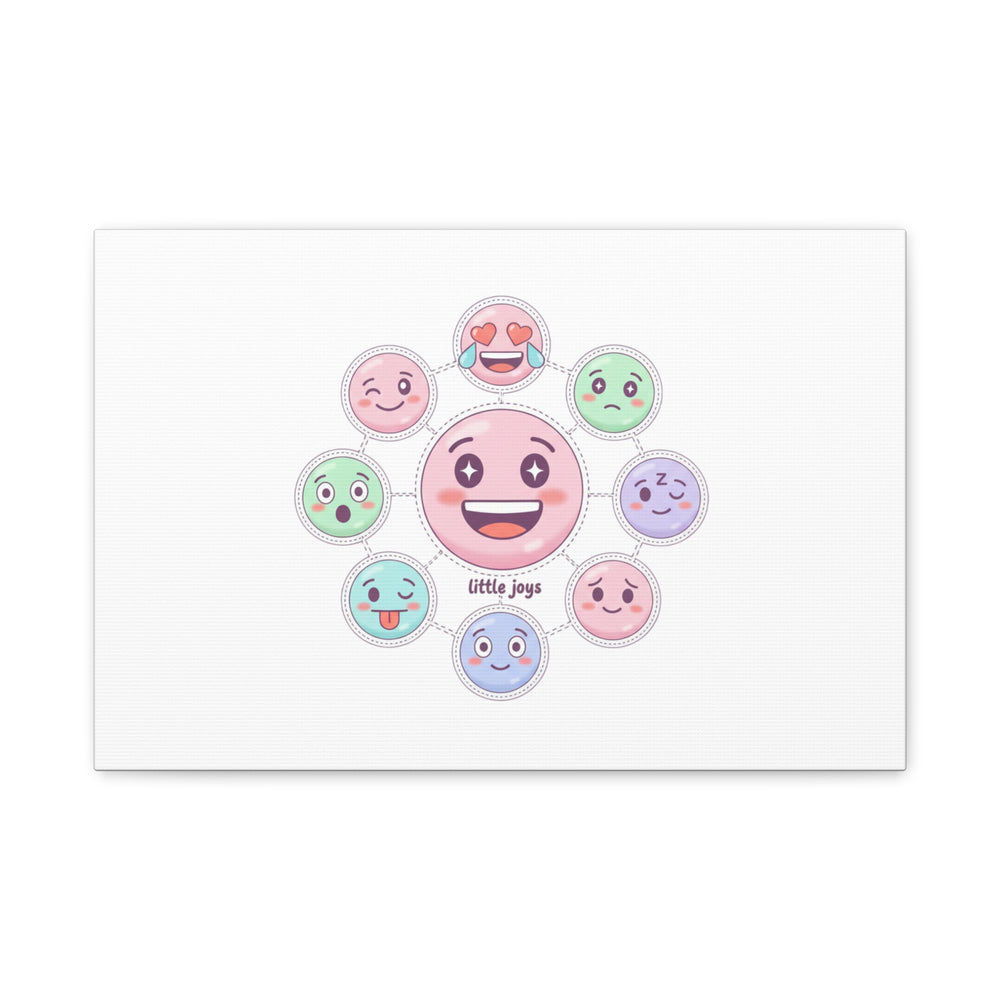 Hand-Drawn Emoticon Sticker Pattern Canvas | Cute Emoji Repeat Print