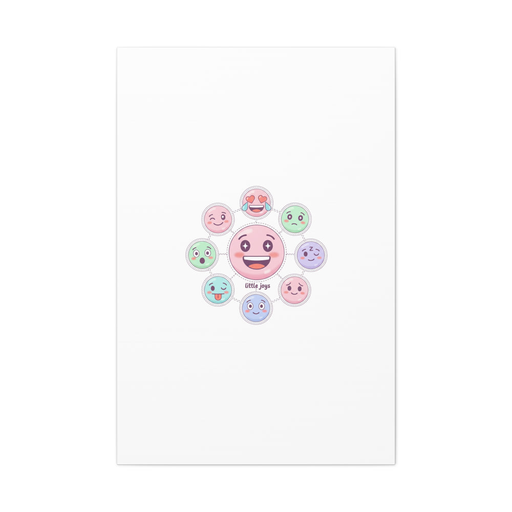 Hand-Drawn Emoticon Sticker Pattern Canvas | Cute Emoji Repeat Print