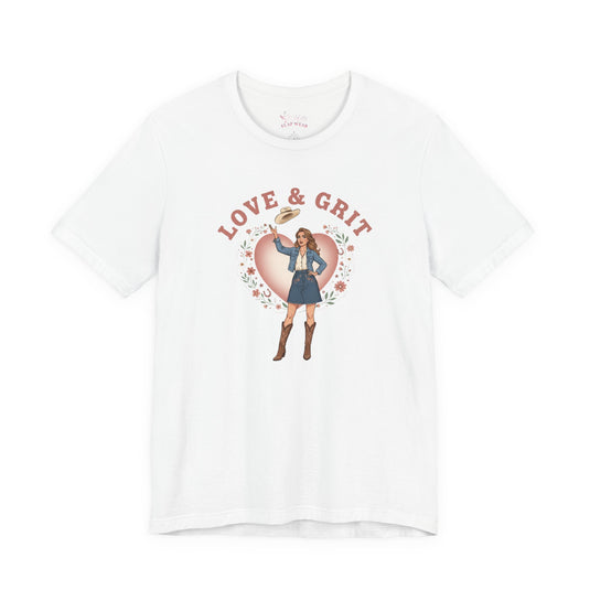 Bella+Canvas3001 | Love & Grit Cowgirl Tee | Western Valentine, Boot Heart Design