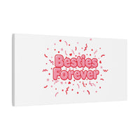 Besties Forever Canvas | Galentine’s Friendship Wall Art, Pink Confetti