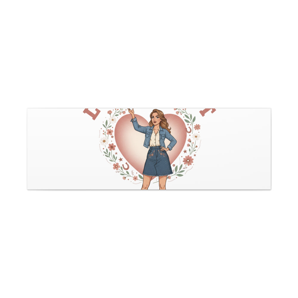 Love & Grit Canvas, Western Valentine Cowgirl Heart Poster | Cowboy Valentine