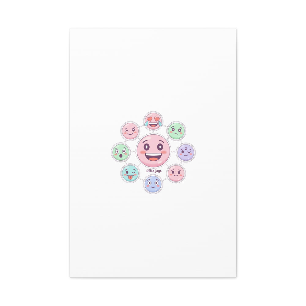 Hand-Drawn Emoticon Sticker Pattern Canvas | Cute Emoji Repeat Print