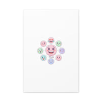 Hand-Drawn Emoticon Sticker Pattern Canvas | Cute Emoji Repeat Print