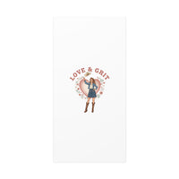 Love & Grit Canvas, Western Valentine Cowgirl Heart Poster | Cowboy Valentine