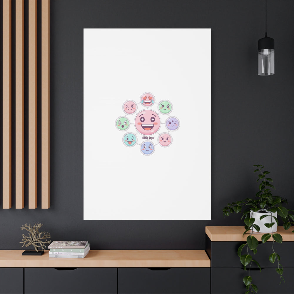 Hand-Drawn Emoticon Sticker Pattern Canvas | Cute Emoji Repeat Print