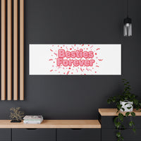 Besties Forever Canvas | Galentine’s Friendship Wall Art, Pink Confetti