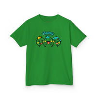 Gildan 5000B | "Happy Trio" Kids' Premium Cotton Graphic Tee | Little Smiles & Winks – Fun Cartoon Kids’ T-Shirt | Joyful Friends Unisex Kids' Summer Graphic Tee