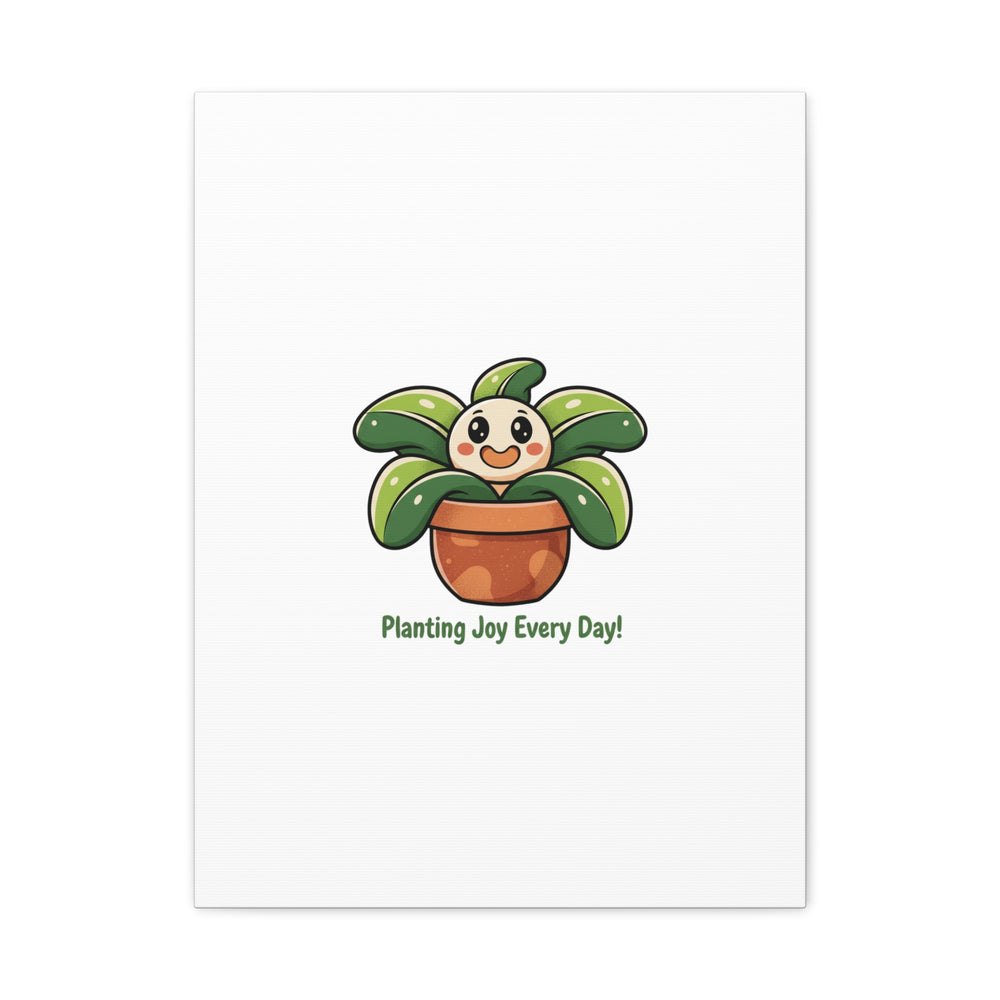 Planting Joy Every Day Canvas | Plant Parent Pun, Sage Cream Botanical Art