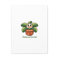Planting Joy Every Day Canvas | Plant Parent Pun, Sage Cream Botanical Art