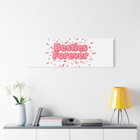 Besties Forever Canvas | Galentine’s Friendship Wall Art, Pink Confetti