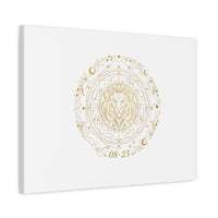 Gold Leo Zodiac Canvas, Astrological Constellation Art | Metallic Lion Wall Art