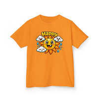 Gildan 5000B | Kids' Happy Sun & Smiling Clouds Graphic Tee – Vibrant Summer Mood T-Shirt