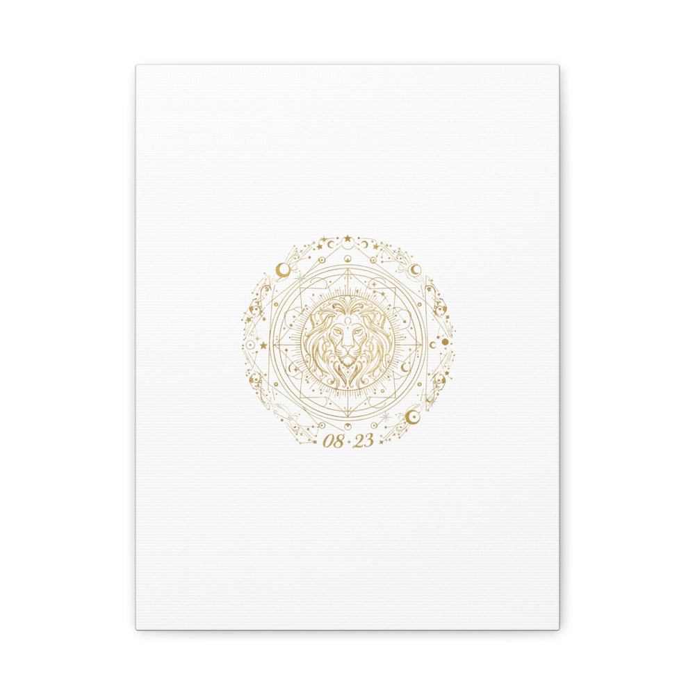 Gold Leo Zodiac Canvas, Astrological Constellation Art | Metallic Lion Wall Art