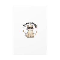 Single & Happy Cat Canvas | Anti Valentine, Sarcastic Valentine Wall Art