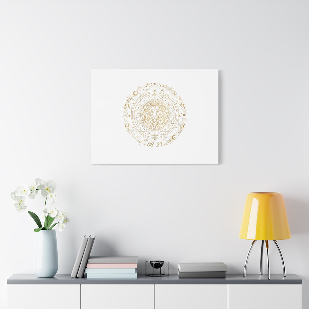Gold Leo Zodiac Canvas, Astrological Constellation Art | Metallic Lion Wall Art