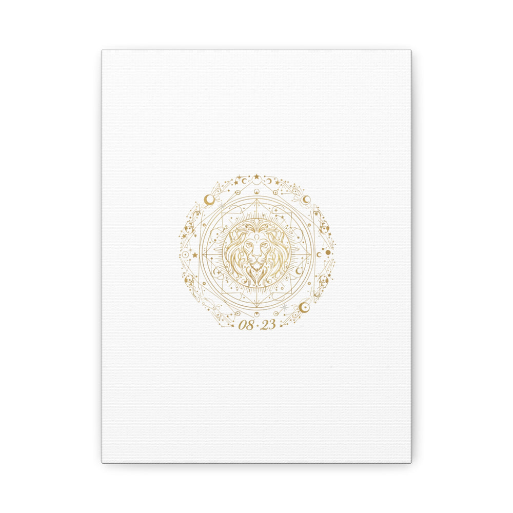 Gold Leo Zodiac Canvas, Astrological Constellation Art | Metallic Lion Wall Art