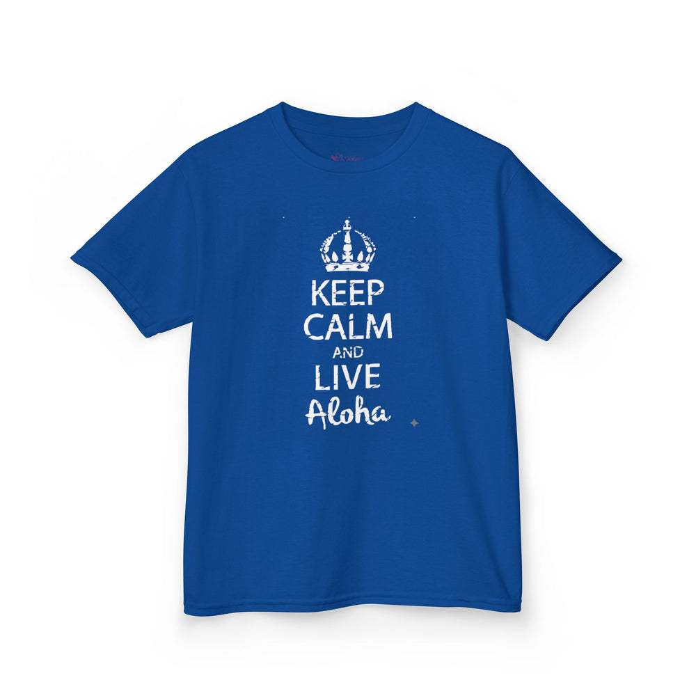 Gildan 5000B | Kids’ "Keep Calm and Live Aloha" Premium Cotton T-Shirt – Comfortable Summer Tee