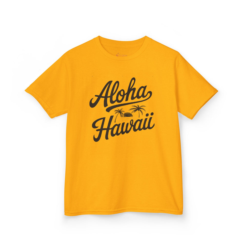 Gildan 5000B | Kids’ Tropical Vibes "Aloha Hawaii" Graphic Tee – Soft Cotton Summer T-Shirt