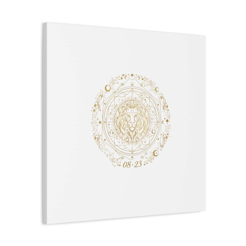 Gold Leo Zodiac Canvas, Astrological Constellation Art | Metallic Lion Wall Art