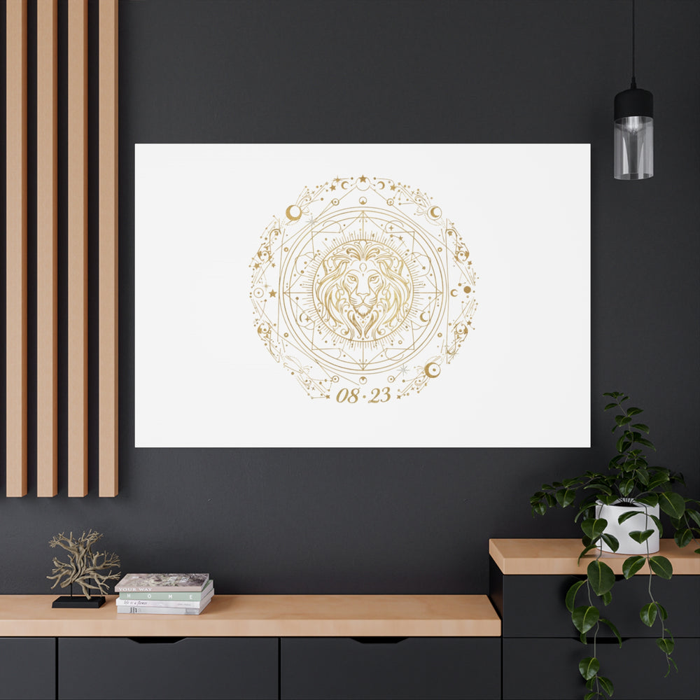 Gold Leo Zodiac Canvas, Astrological Constellation Art | Metallic Lion Wall Art