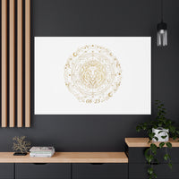 Gold Leo Zodiac Canvas, Astrological Constellation Art | Metallic Lion Wall Art
