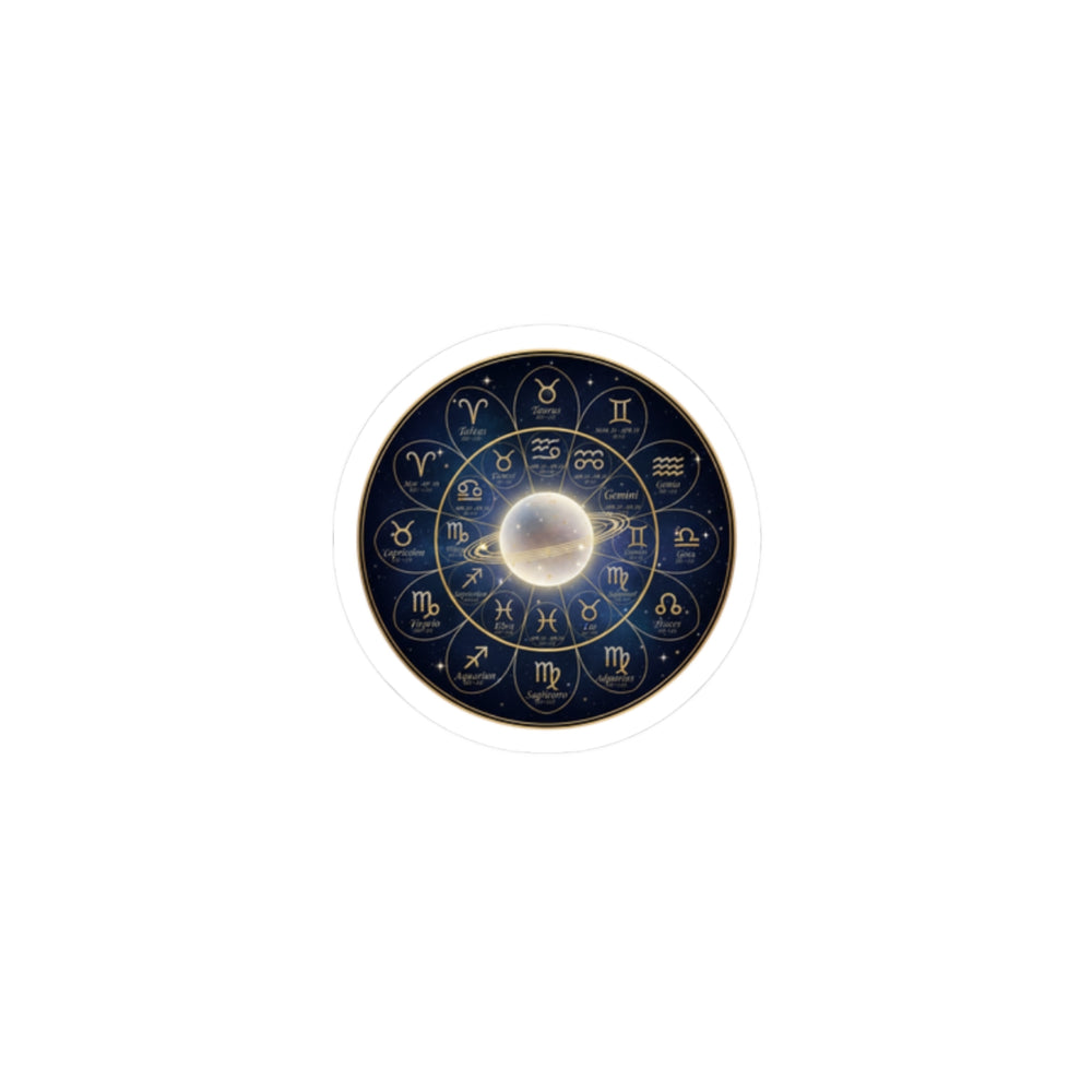 Zodiac Constellation Wheel Sticker | Astrology Cosmic Galaxy, Metallic Accent