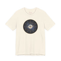 Bella+Canvas3001 | Zodiac Constellation Wheel T-Shirt | Astrology Circle, Cosmic Gold Accents