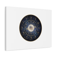 Zodiac Constellation Wheel Canvas, Astrology Art Print | Gold Foil Galaxy