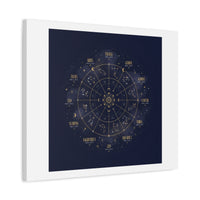 Gold Zodiac Wheel Canvas | Astrology Constellation Art, Cosmic Wall Print
