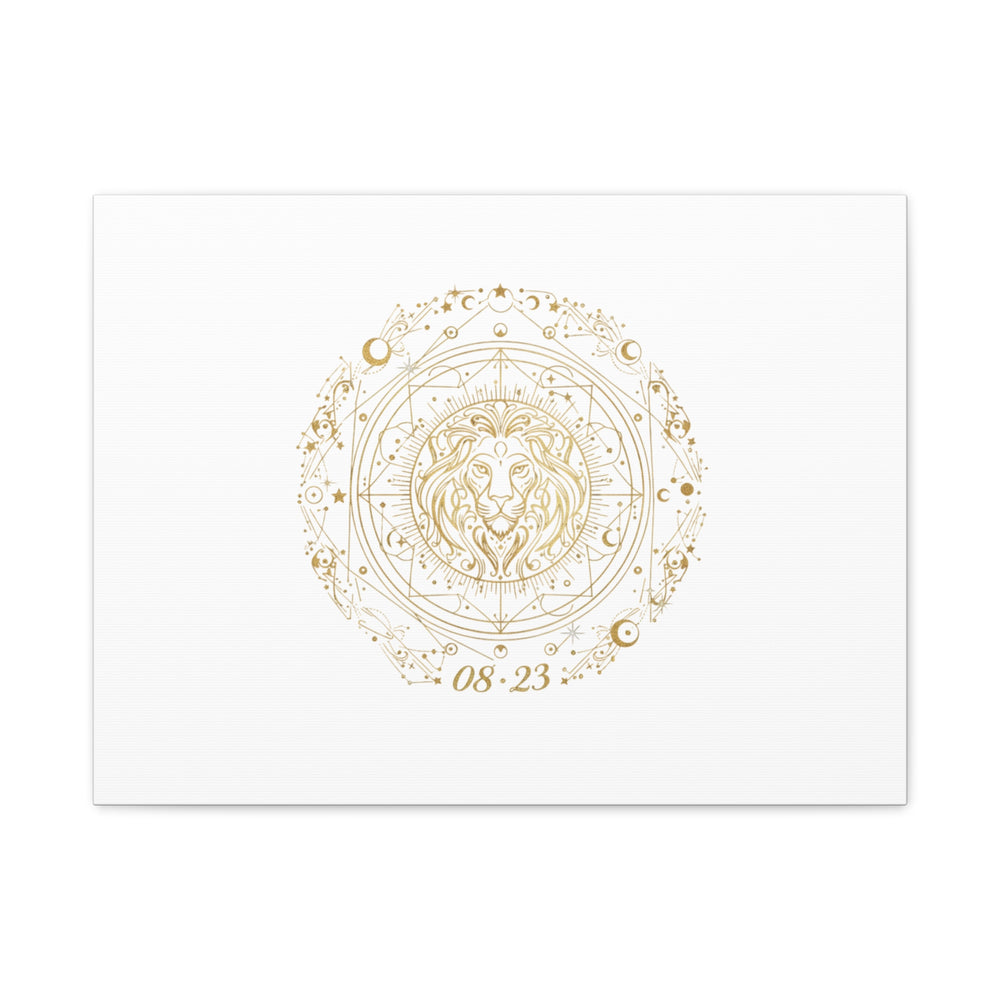 Gold Leo Zodiac Canvas, Astrological Constellation Art | Metallic Lion Wall Art