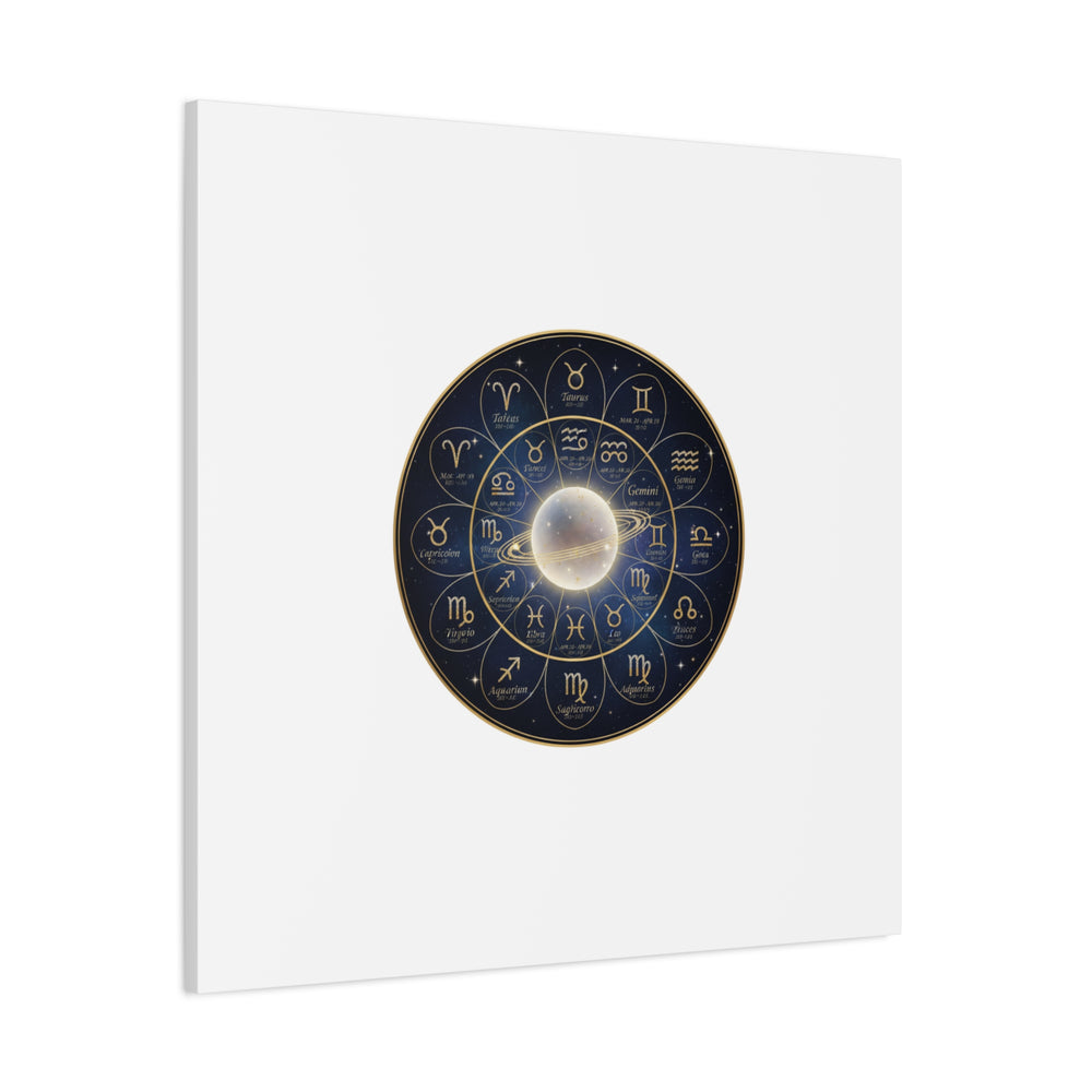 Zodiac Constellation Wheel Canvas, Astrology Art Print | Gold Foil Galaxy
