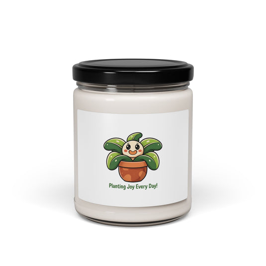 Planting Joy Every Day Soy Candle | plant parent pun, sage cream label