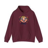 Gildan 18500 | Retro Joy Unisex Heavy Blend™ Hooded Sweatshirt – "Happy" Edition | Happy Face Kawaii Hoodie | bold cartoon, thick outline