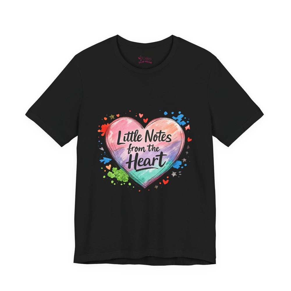 Bella+Canvas 3001 | "Little Notes from the Heart" Heart-Shaped Aesthetic T-Shirt | Little Notes from the Heart Tee | hand‑drawn marker effect, doodle art