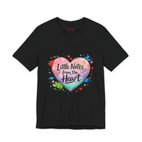 Bella+Canvas 3001 | "Little Notes from the Heart" Heart-Shaped Aesthetic T-Shirt | Little Notes from the Heart Tee | hand‑drawn marker effect, doodle art