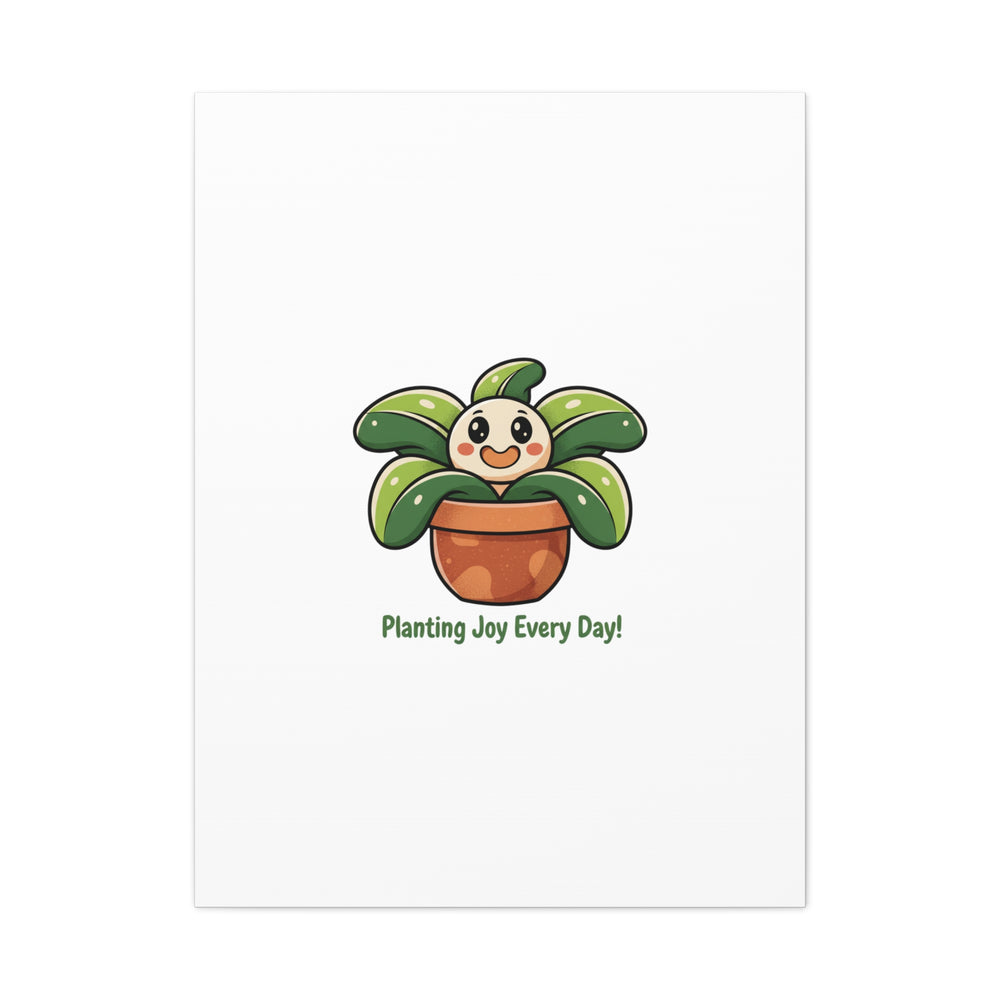 Planting Joy Every Day Canvas | Plant Parent Pun, Sage Cream Botanical Art