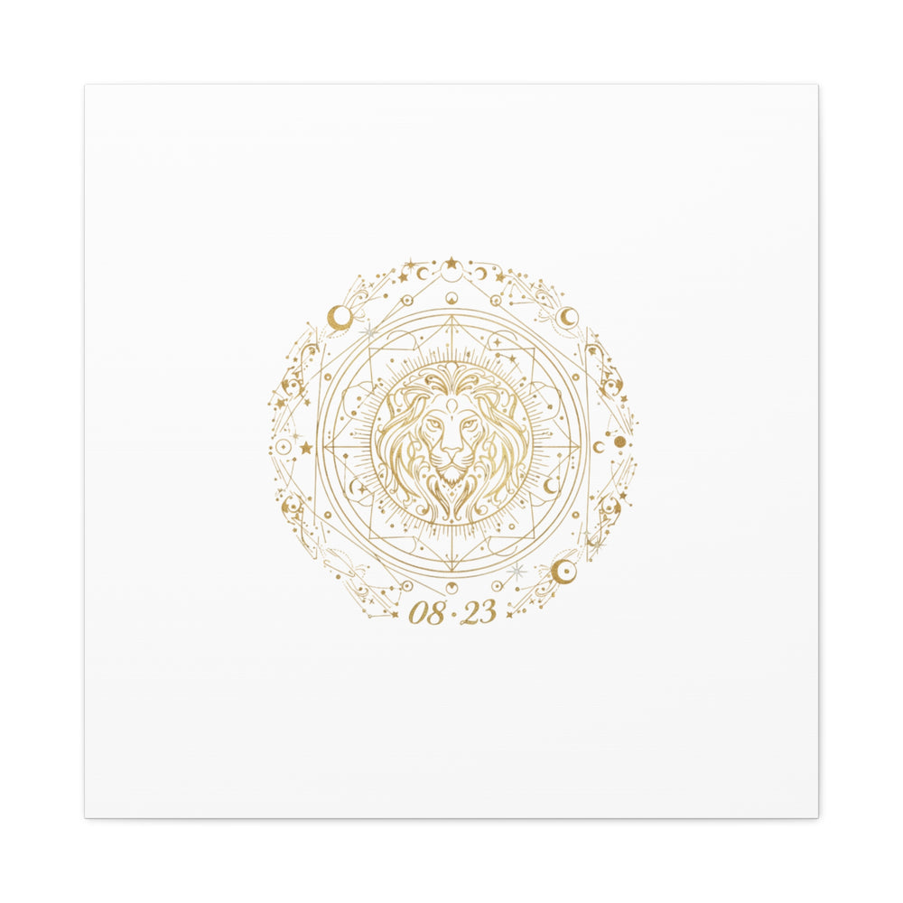 Gold Leo Zodiac Canvas, Astrological Constellation Art | Metallic Lion Wall Art