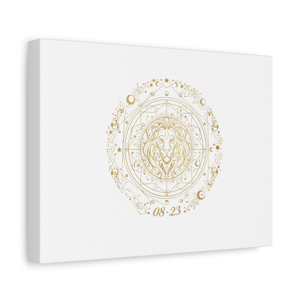 Gold Leo Zodiac Canvas, Astrological Constellation Art | Metallic Lion Wall Art